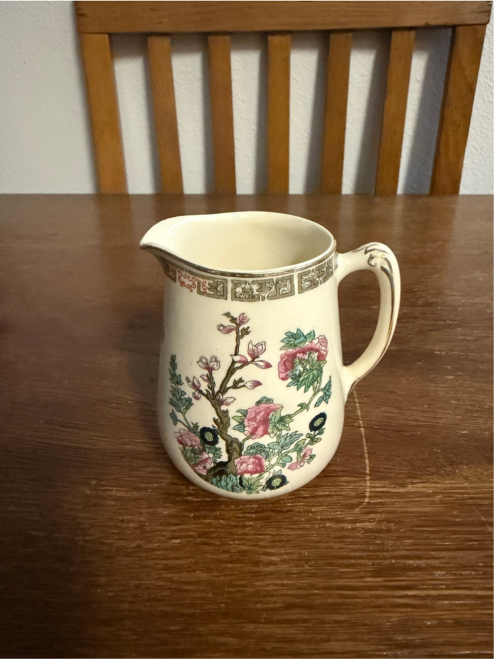 Vintage Morley Ware England Hand Painted Floral Creamer Milk Jug Pitcher Art Dec